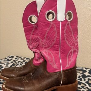 Brown and Pink Western Boots